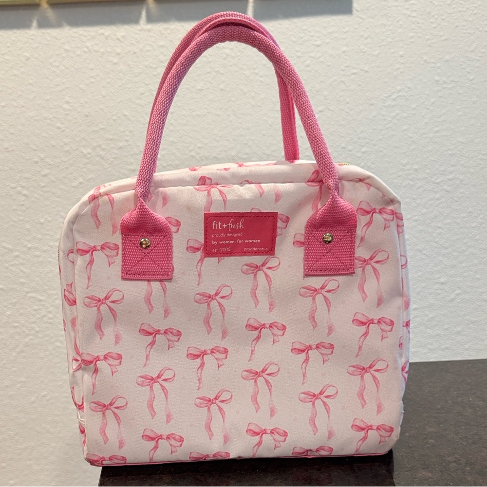 Pink Bow Print Fit and Fresh Lunch Bag